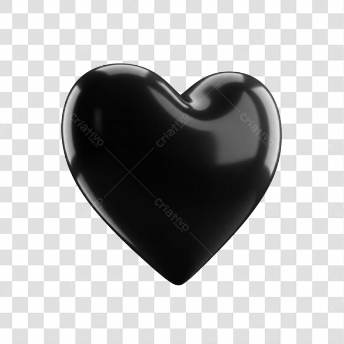 Icone Coração Preto PNG com fundo transparente