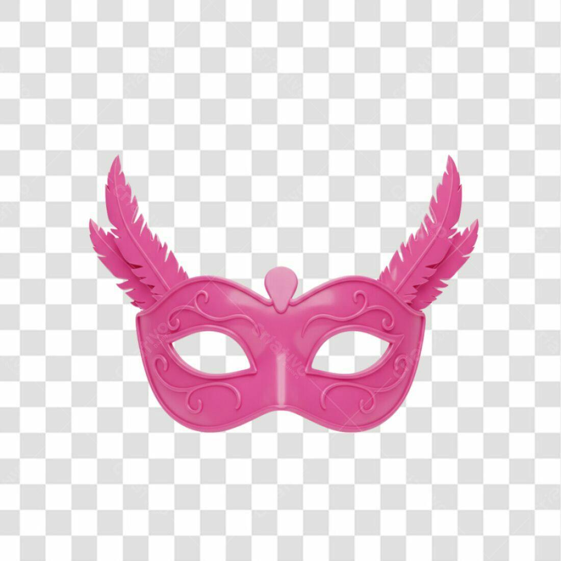 Máscara Carnaval Rosa PNG com fundo transparente