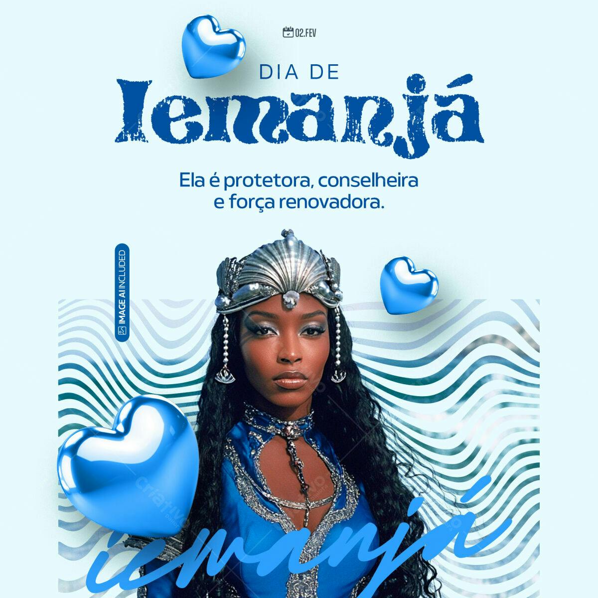 Post para o Dia de Iemanjá PSD Editável