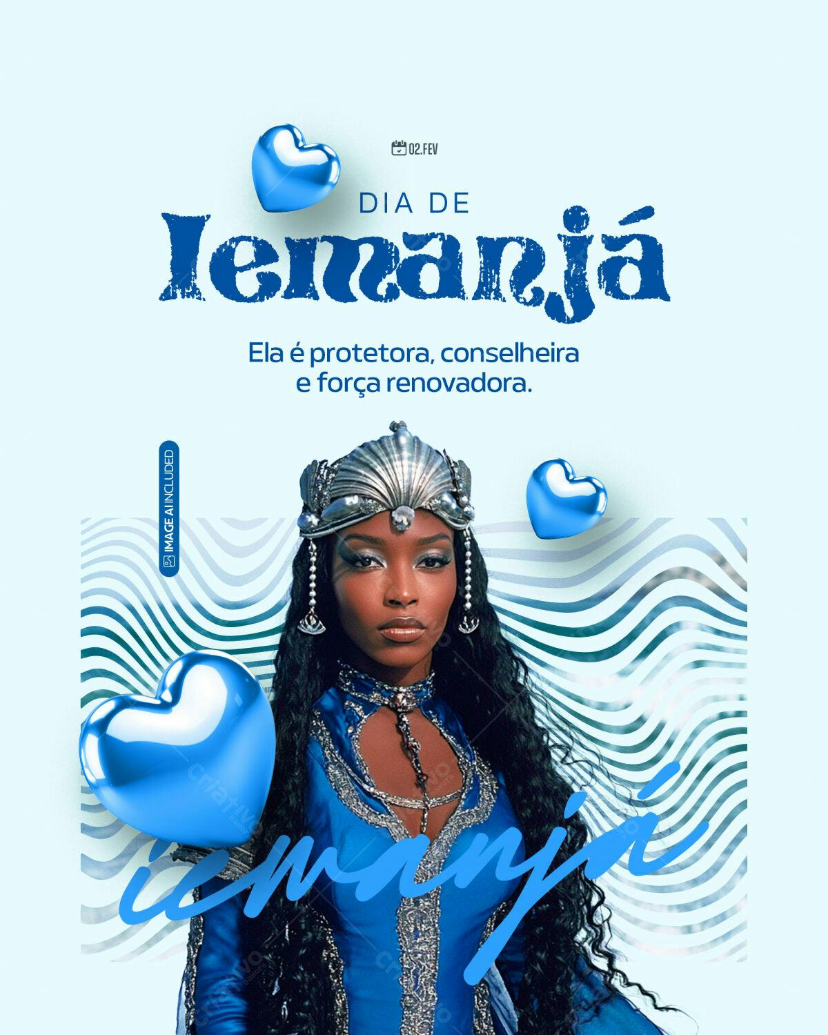 Post para o Dia de Iemanjá PSD Editável
