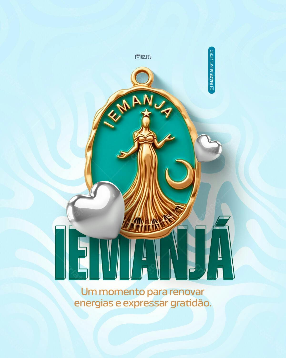Flyer para Dia de Iemanjá PSD Editável