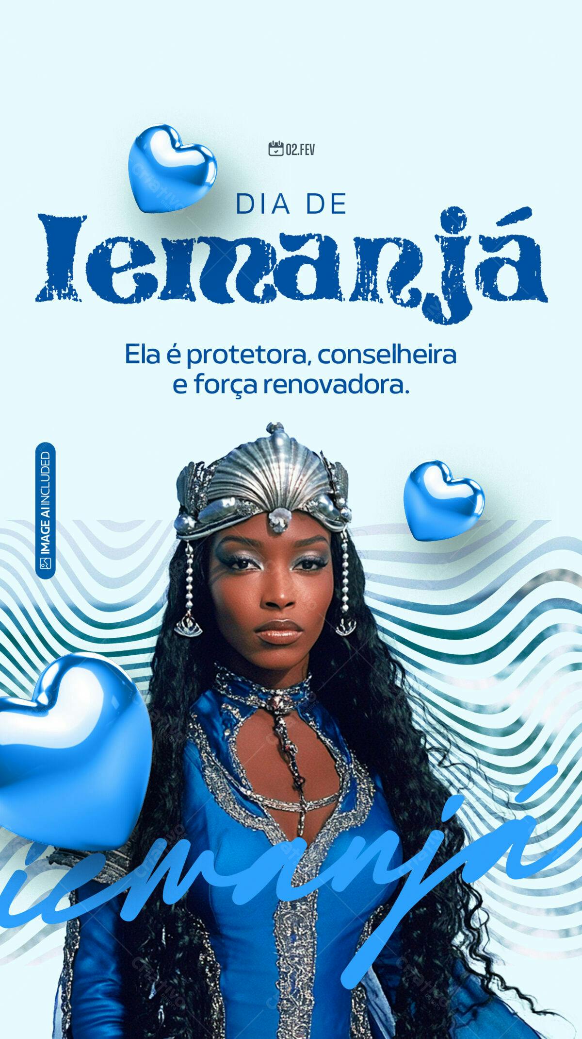 Post para o Dia de Iemanjá PSD Editável