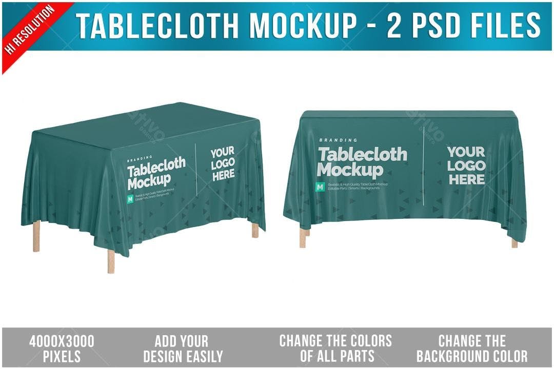 Mockup Mesa com Toalha Verde-Escura: Design Moderno