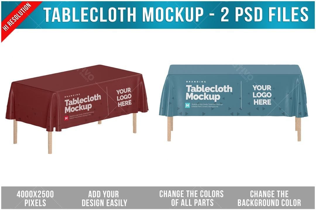 Mockup Realista de Toalha de Mesa para Eventos