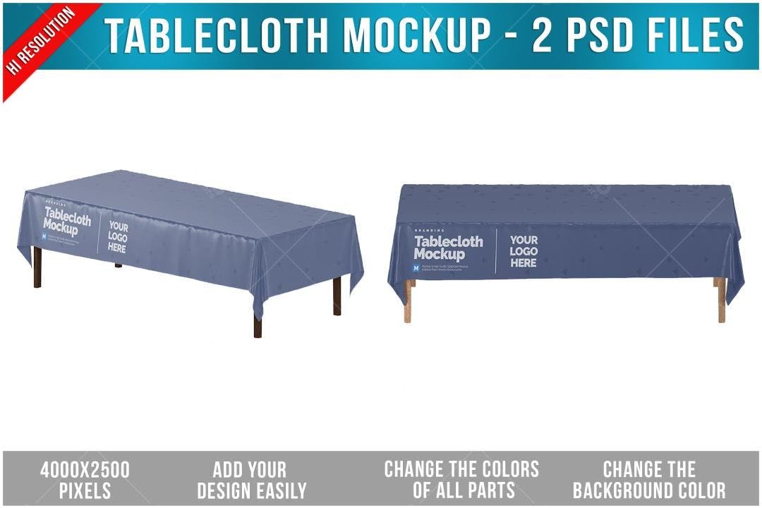 Mockup de Toalha de Mesa Azul Cinza - Design Realista