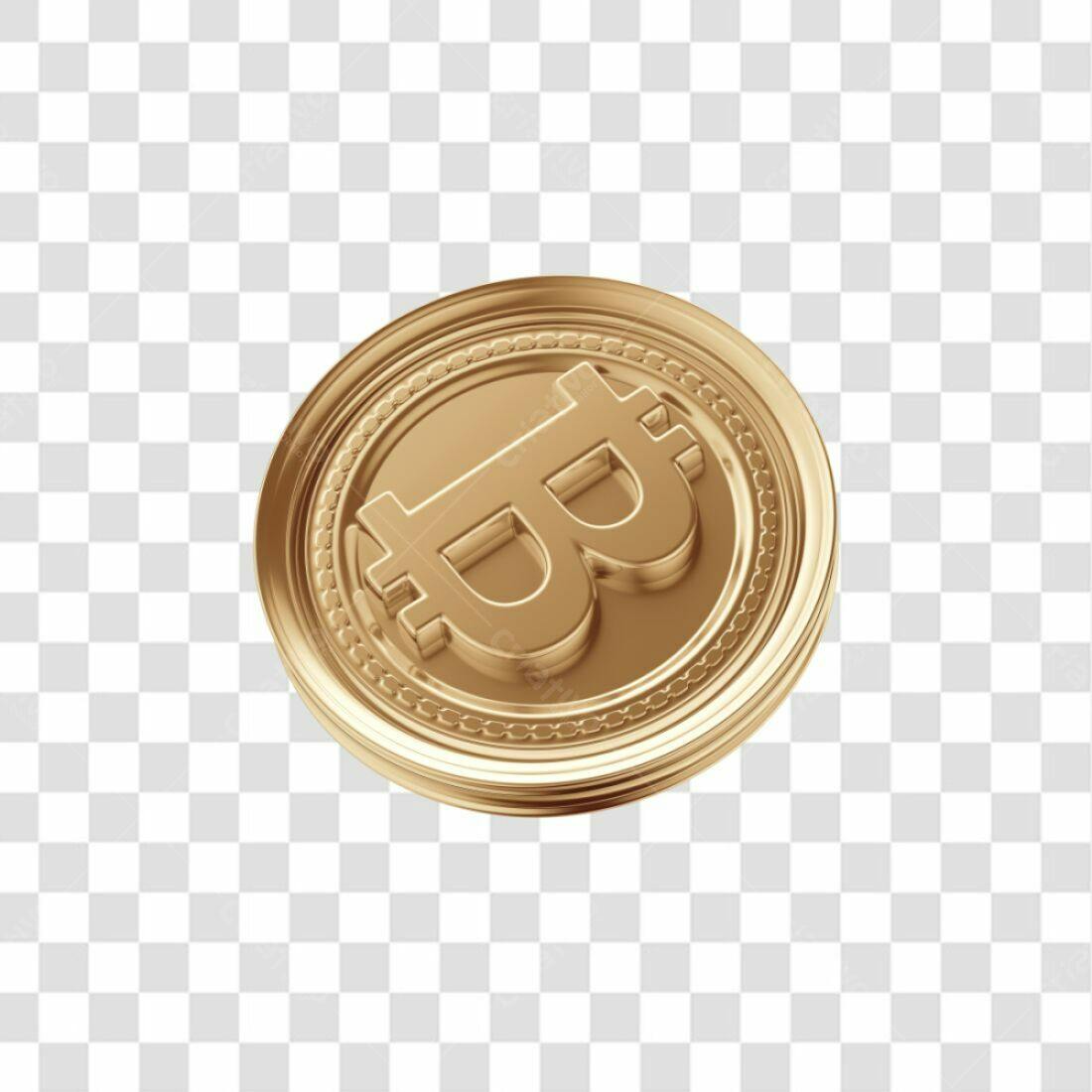 Icone Bitcoin Ouro PNG com fundo transparente