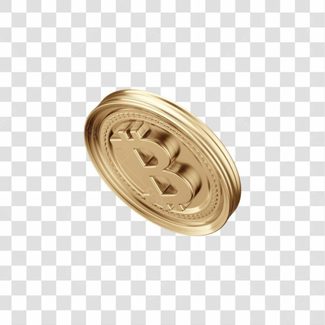 Icone Bitcoin dourado PNG com fundo transparente
