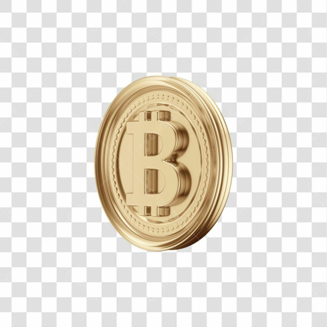Icone Bitcoin Ouro PNG com fundo transparente
