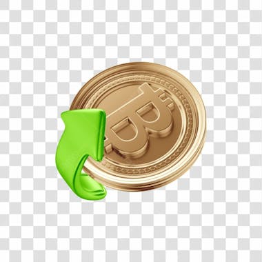 Asset 3D De Criptomoedas Bitcoin Simbolizando Alta Com Fundo Isolado