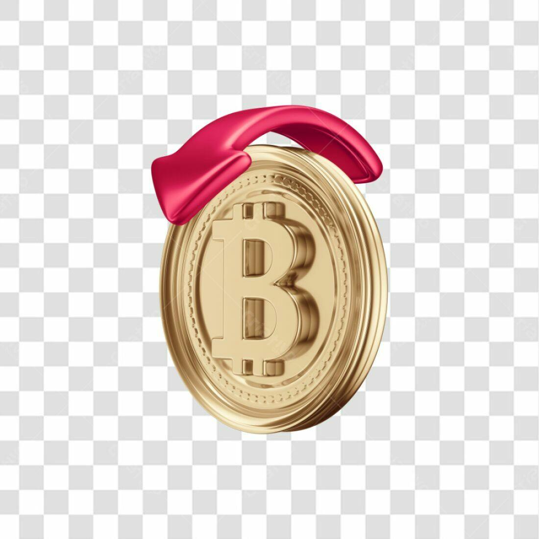 Icone Bitcoin queda PNG com fundo transparente