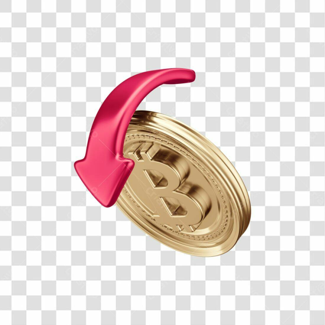 Ícone de queda Bitcoin PNG com fundo transparente