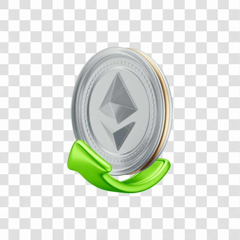 Asset 3D De Criptomoedas Ethereum Simbolizando Alta Com Fundo Isolado