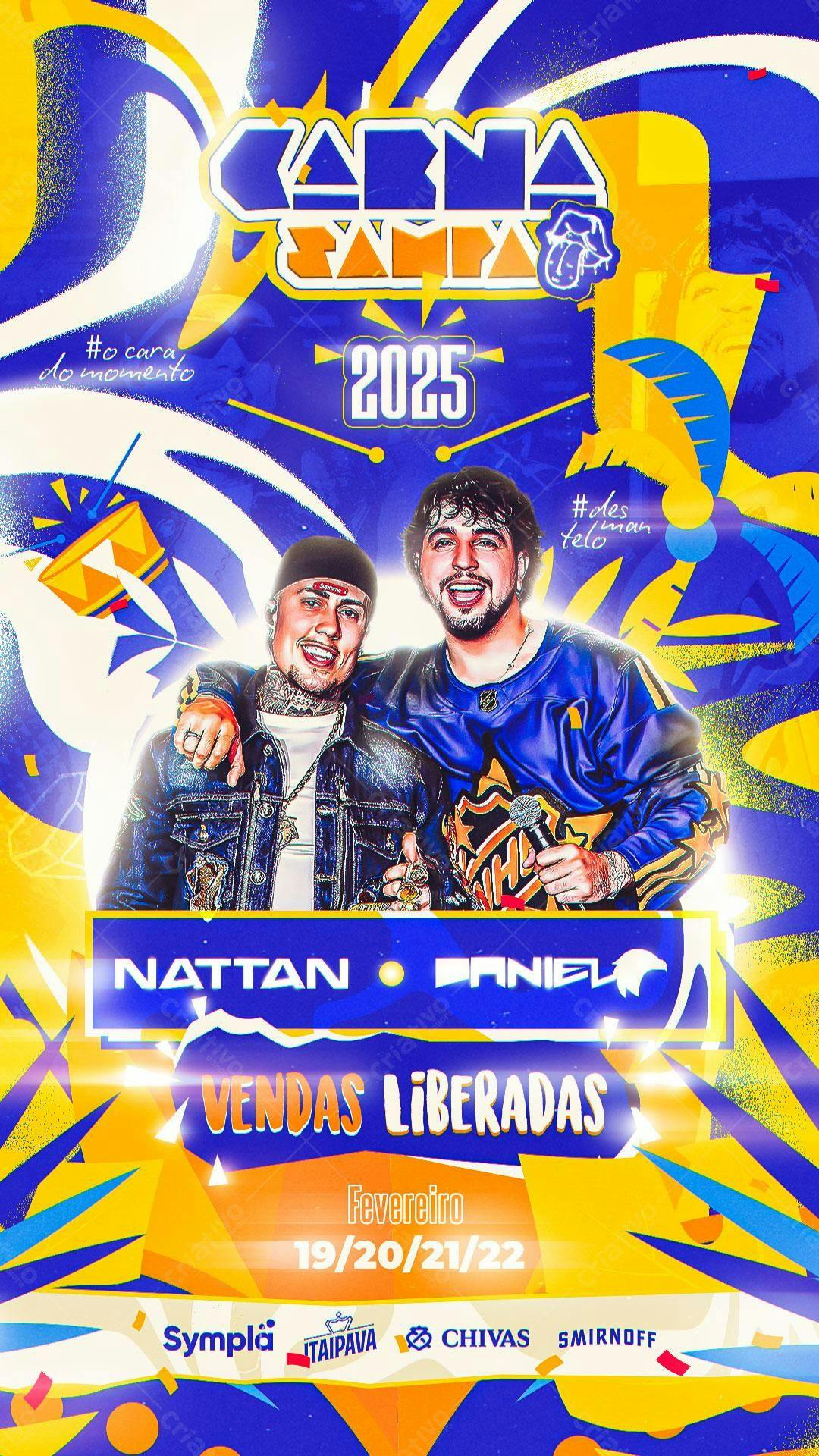 Flyer Carna Sampa 2025 com Nattan e Daniel PSD Editável