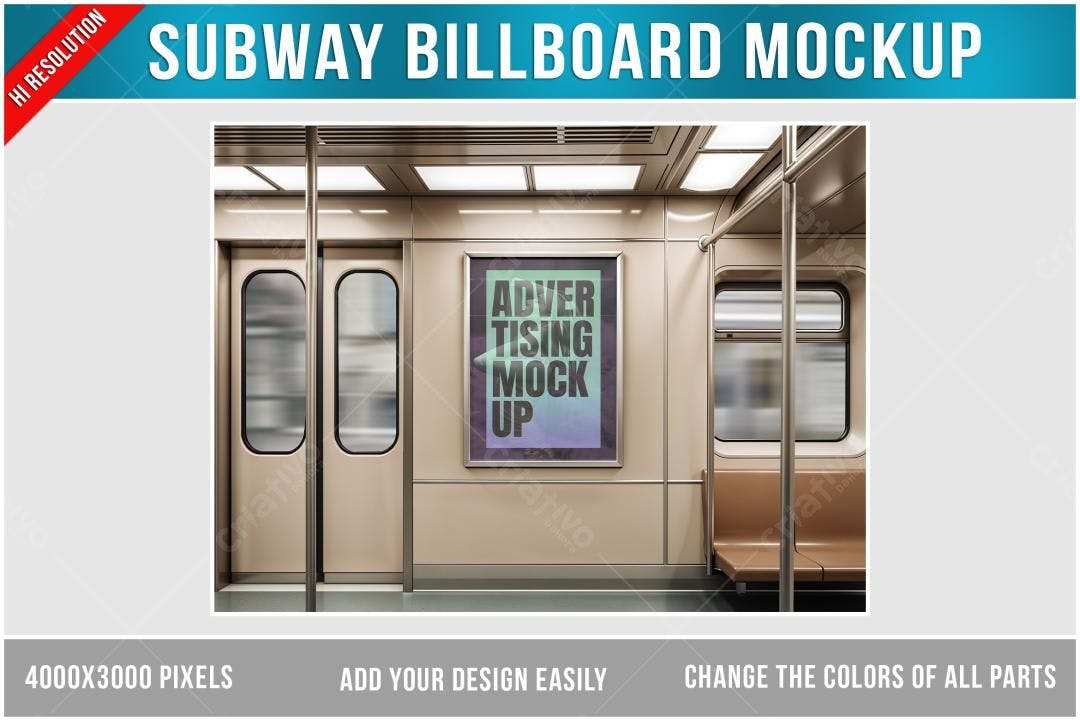 Mockup Realista de Anúncio em Metrô