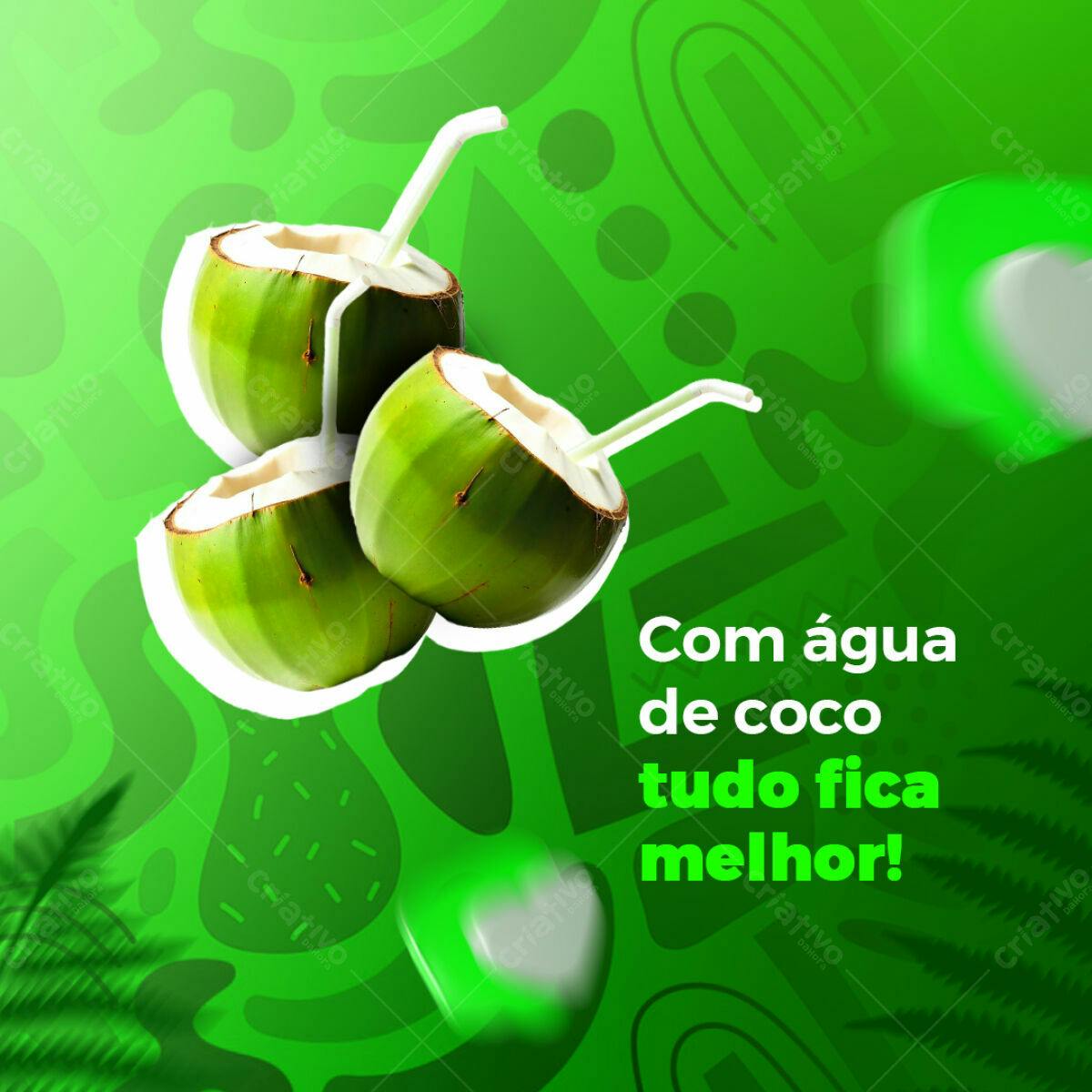 Flyer Água de Coco Verão PSD Editável