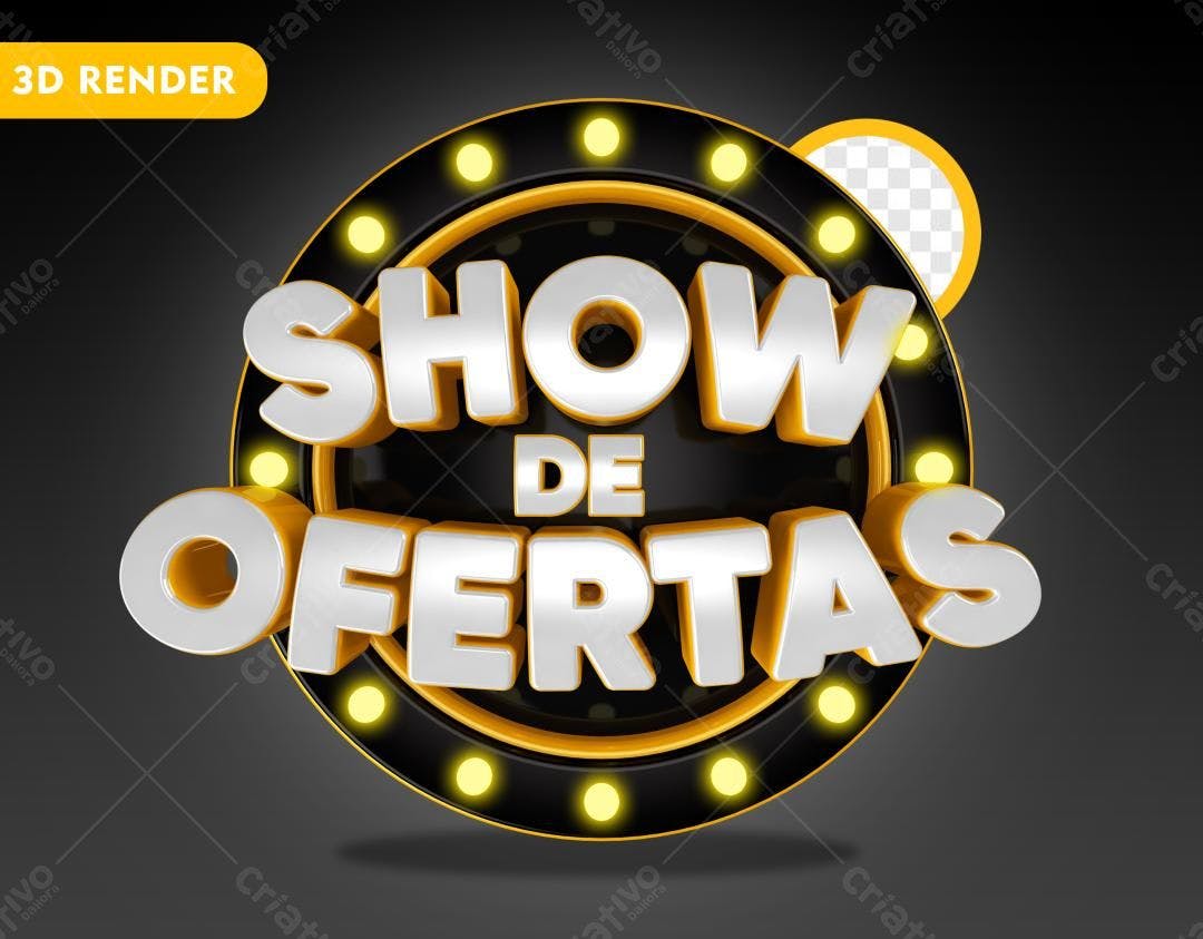 Selo 3D promocional amarelo e preto brilhante