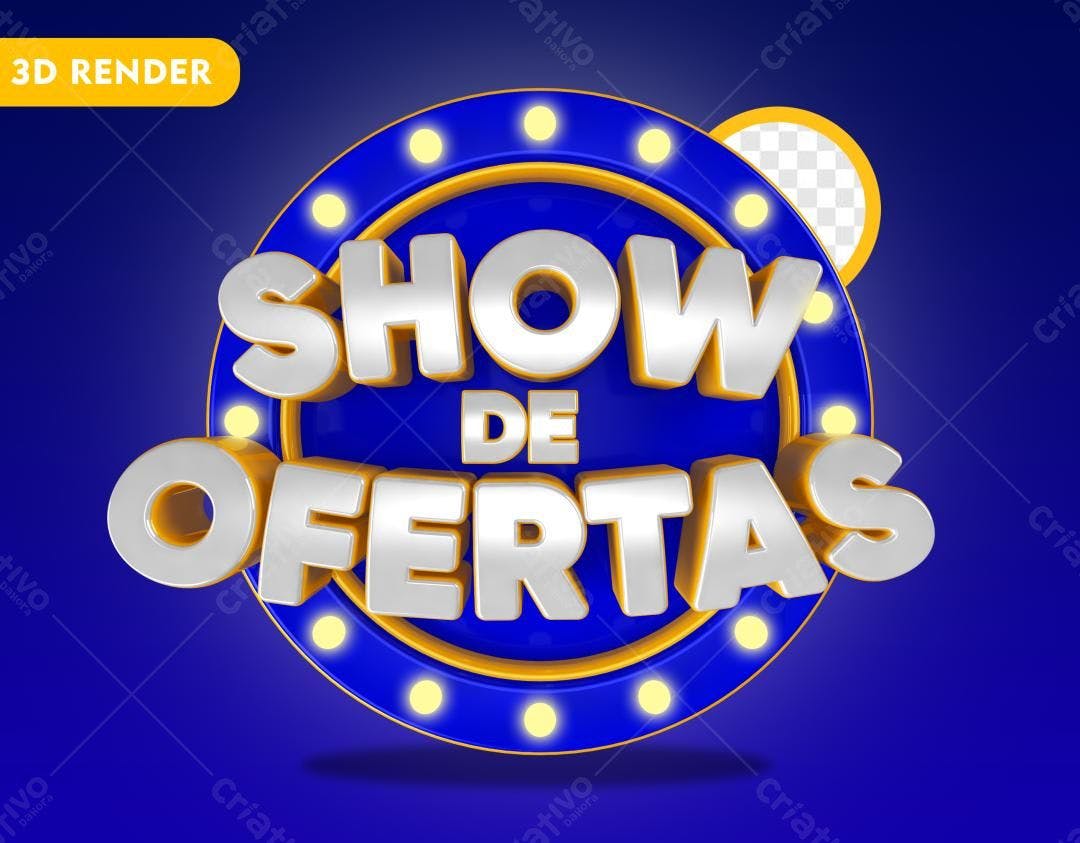 Selo 3D promocional azul e dourado