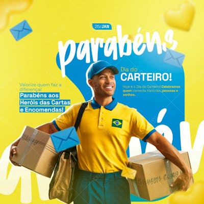 Dia Do Carteiro 25 De Janeiro Social Media Psd Editavel 1