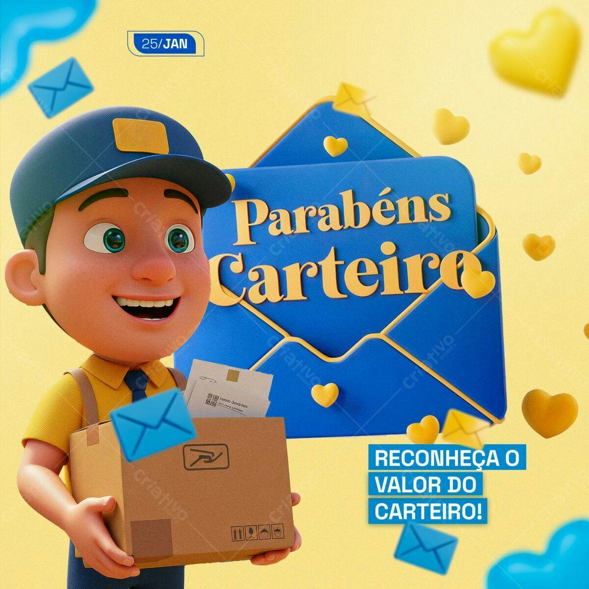 Flyer Dia do Carteiro PSD Editável