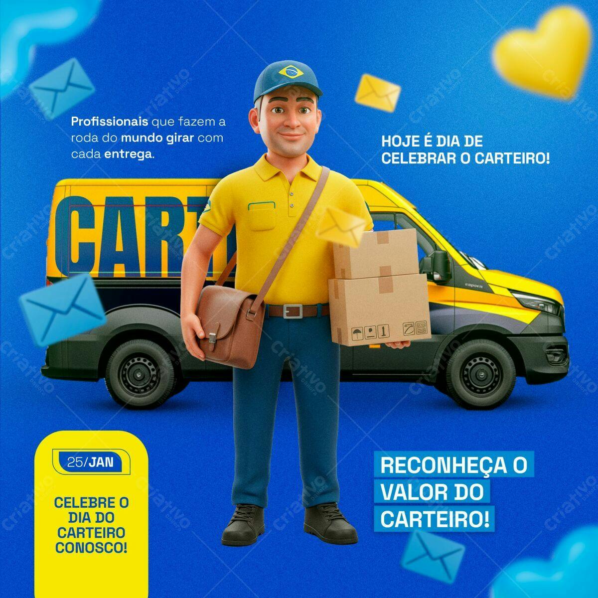 Flyer Dia do Carteiro PSD Editável