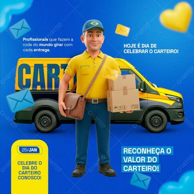Dia Do Carteiro 25 De Janeiro Social Media Psd Editavel 5