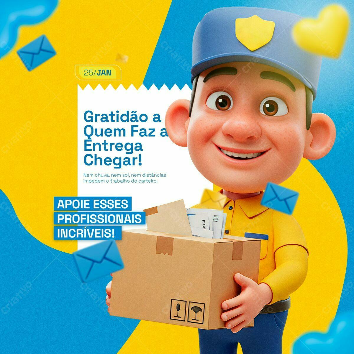 Postagem Dia do Carteiro PSD Editável