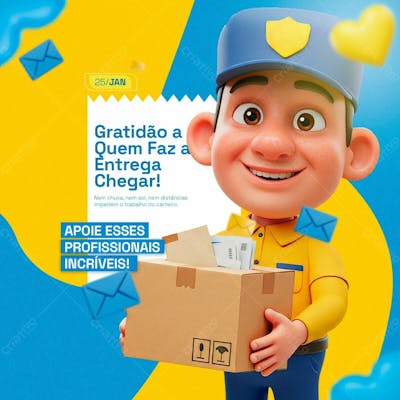 Dia Do Carteiro 25 De Janeiro Social Media Psd Editavel 3