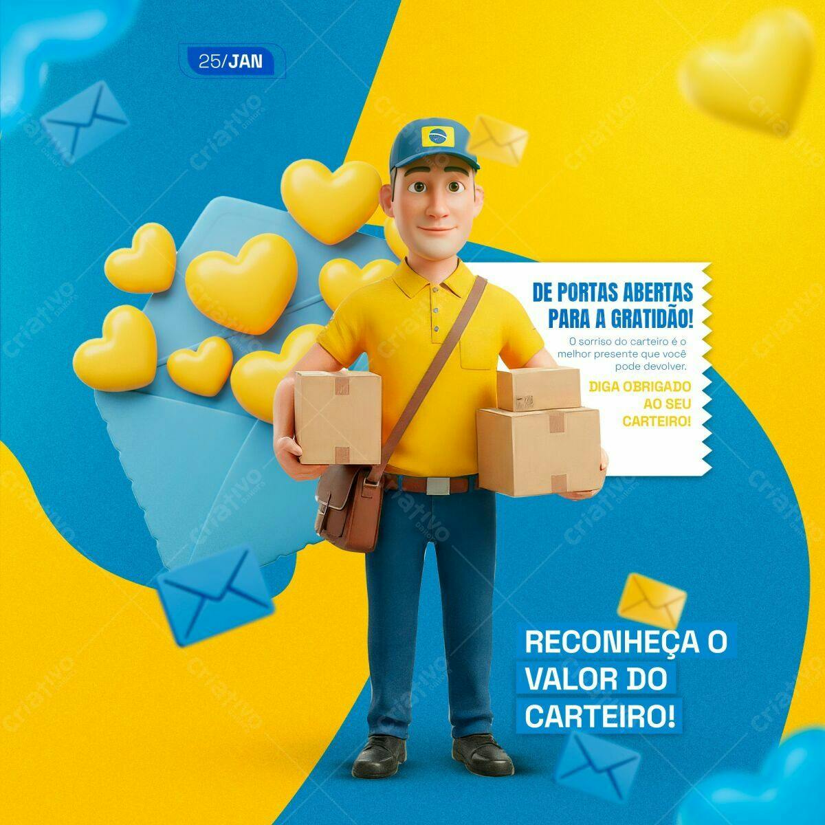 Flyer Dia do Carteiro PSD Editável