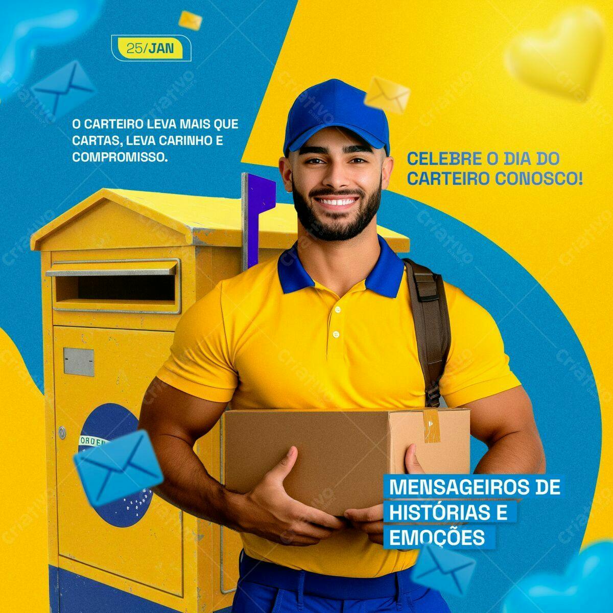 Flyer Dia do Carteiro PSD Editável