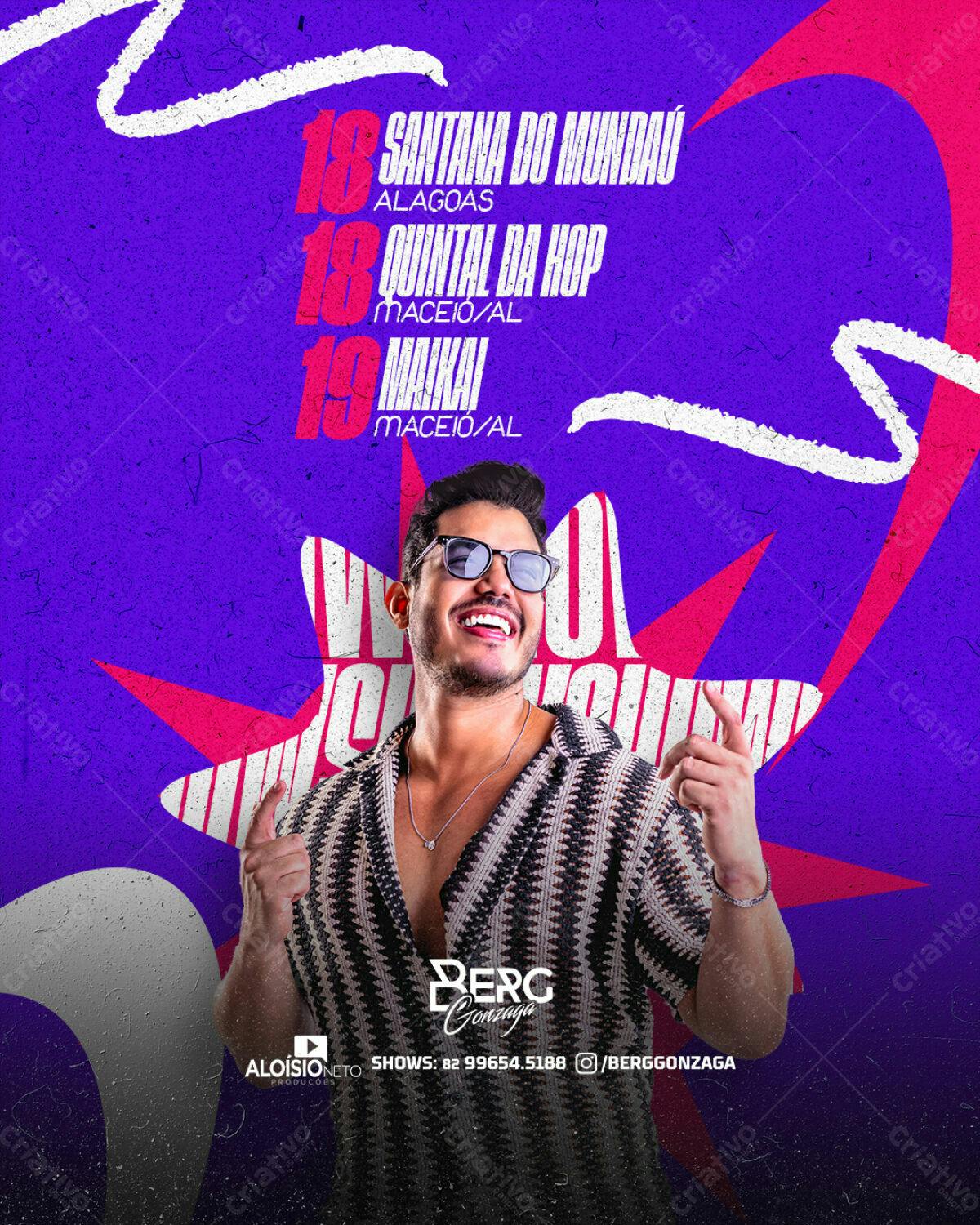 Flyer para Shows de Berg Gonzaga PSD Editável