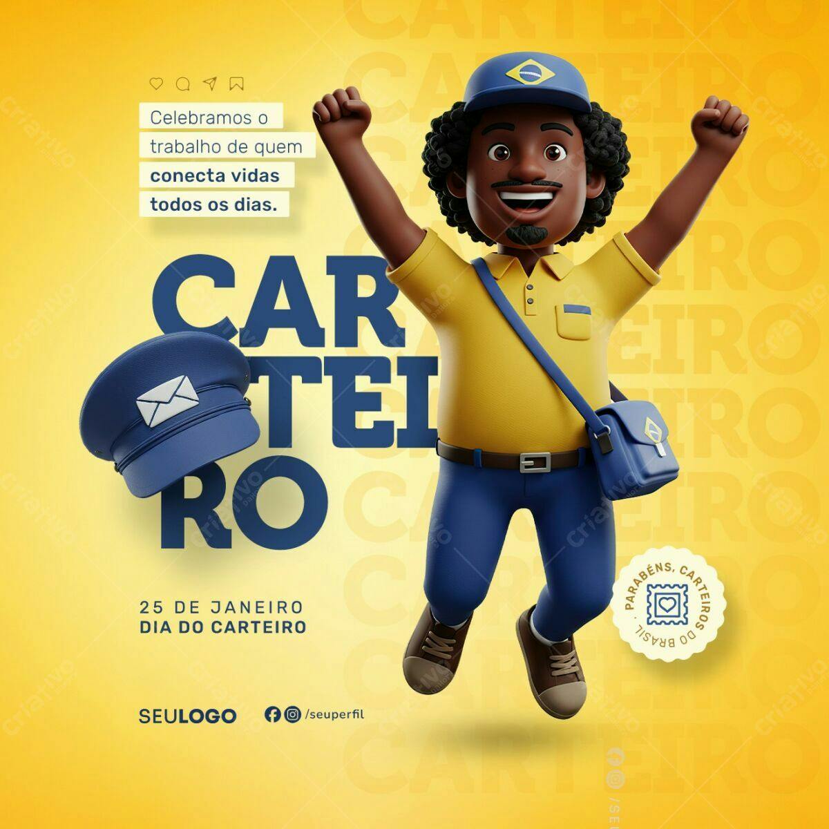 Flyer Dia do Carteiro PSD Editável