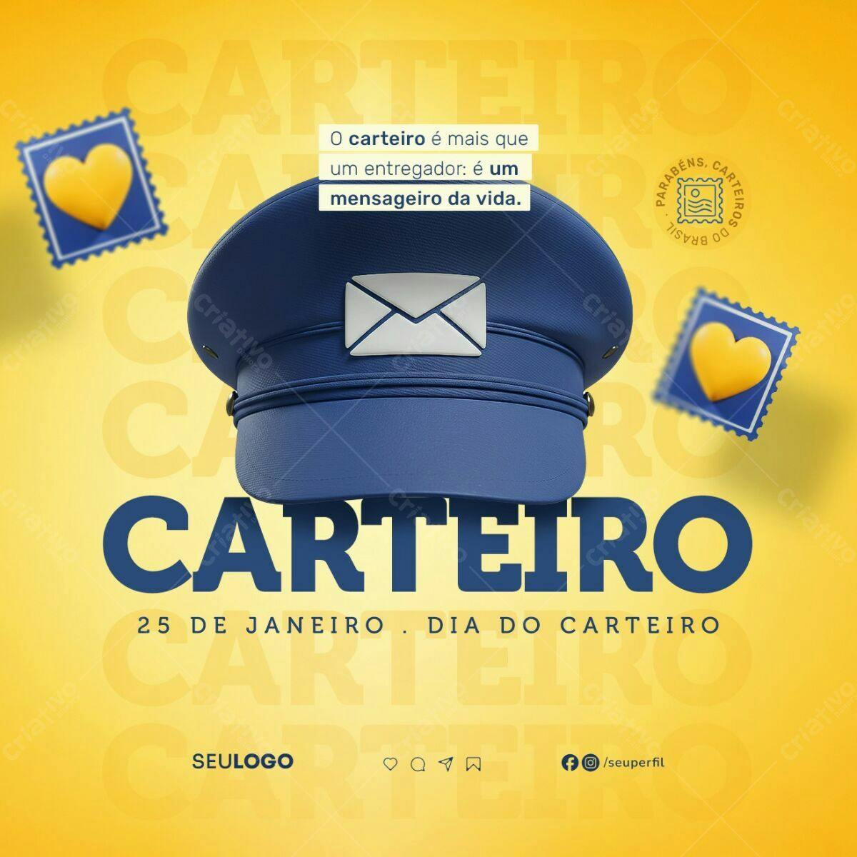 Post para Dia do Carteiro PSD Editável