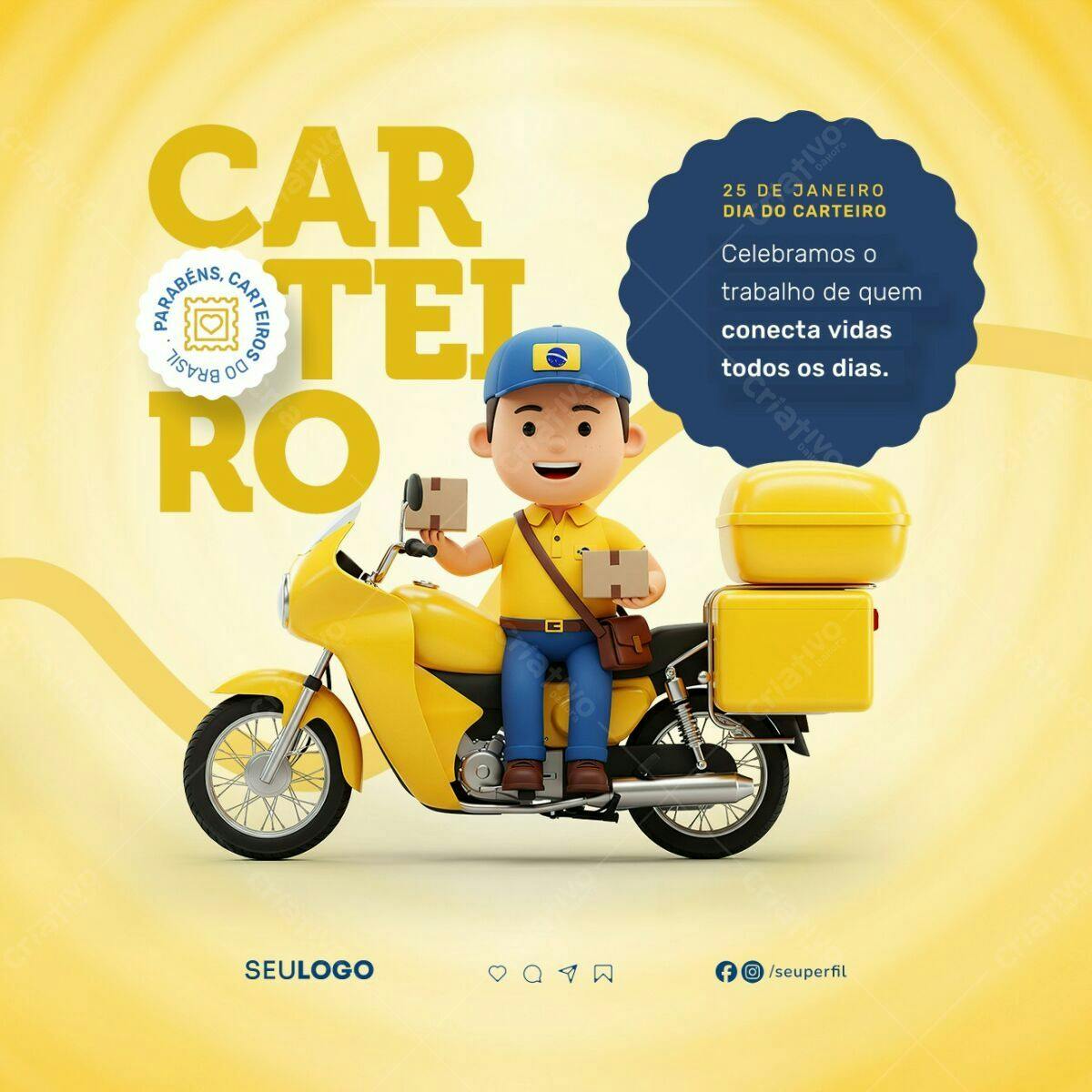 Postagem Dia do Carteiro PSD Editável