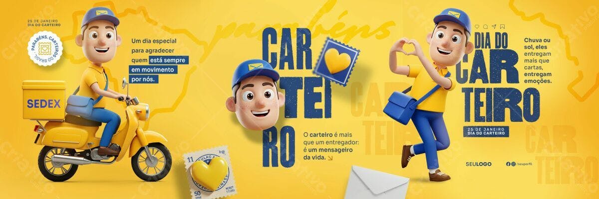 Banner Dia do Carteiro PSD Editável