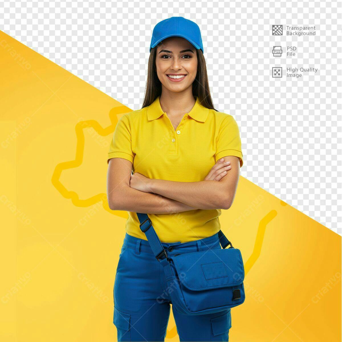 Modelo PSD para Uniforme de Entrega Amarelo e Azul