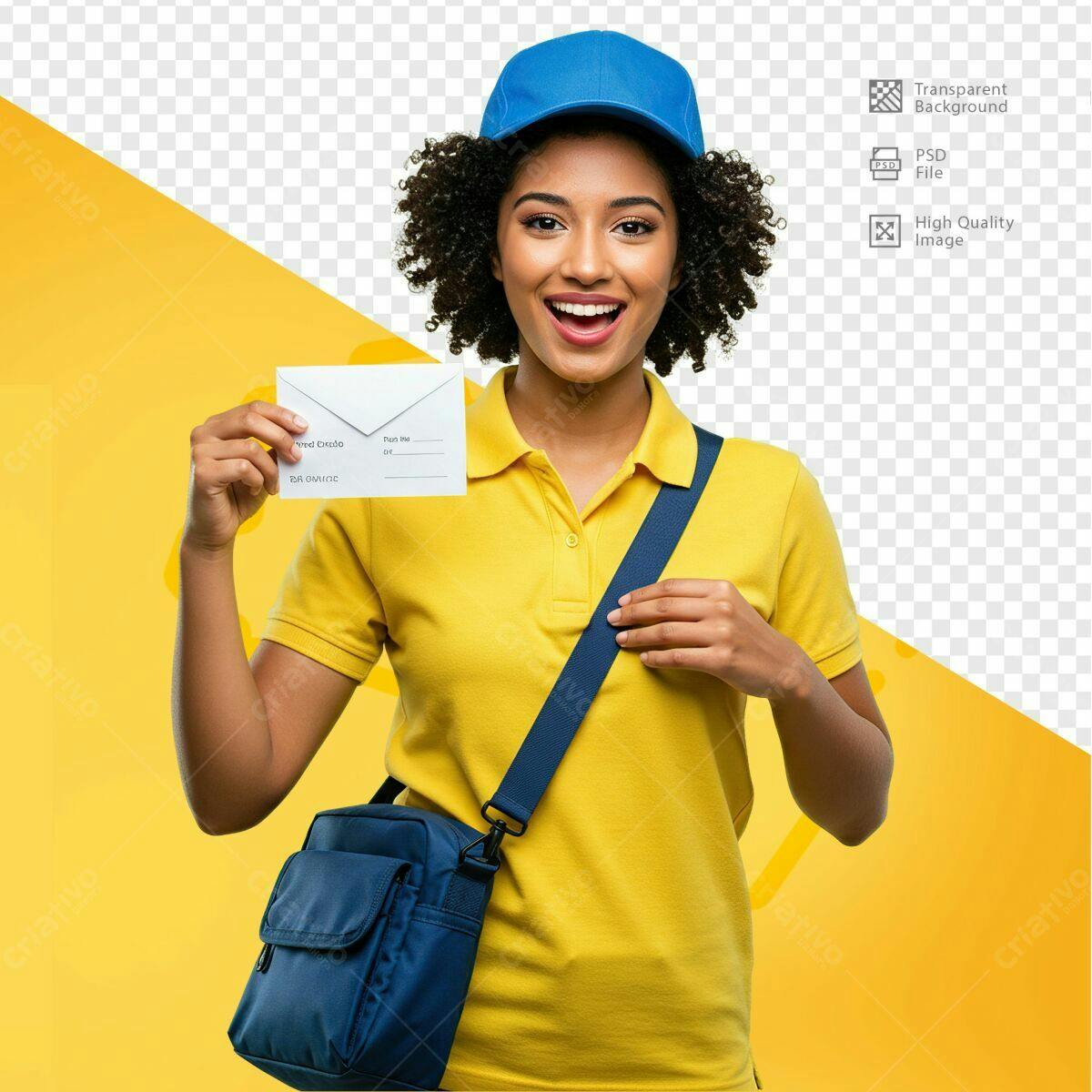 Imagem de Entregadora com Envelope PSD Editável