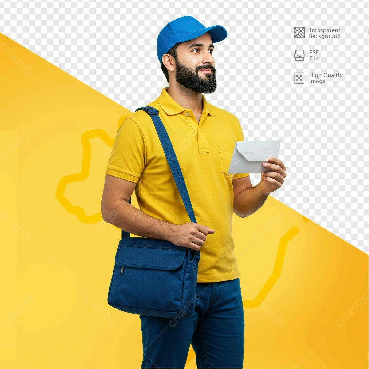 Mockup Entregador com Encomenda PSD Editável