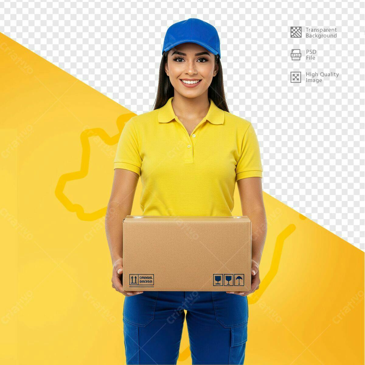 Mockup Entregador com Caixa PSD Editável