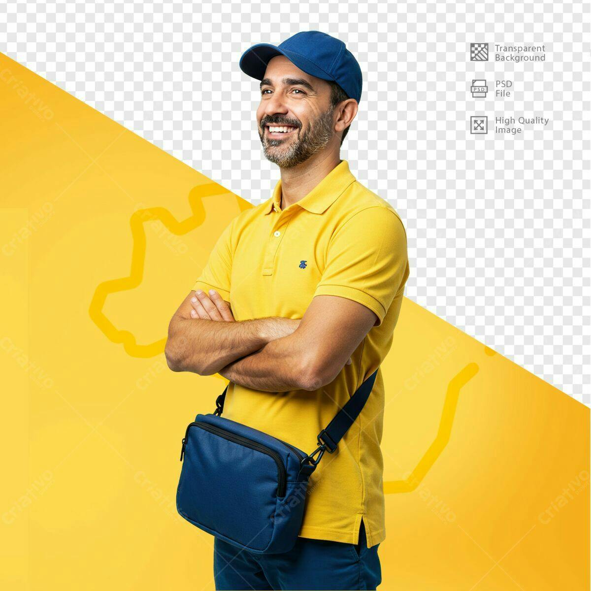 PSD para Mockup de Entregador PSD Editável