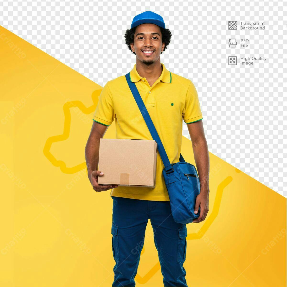 Mockup Entregador com Caixa PSD Editável