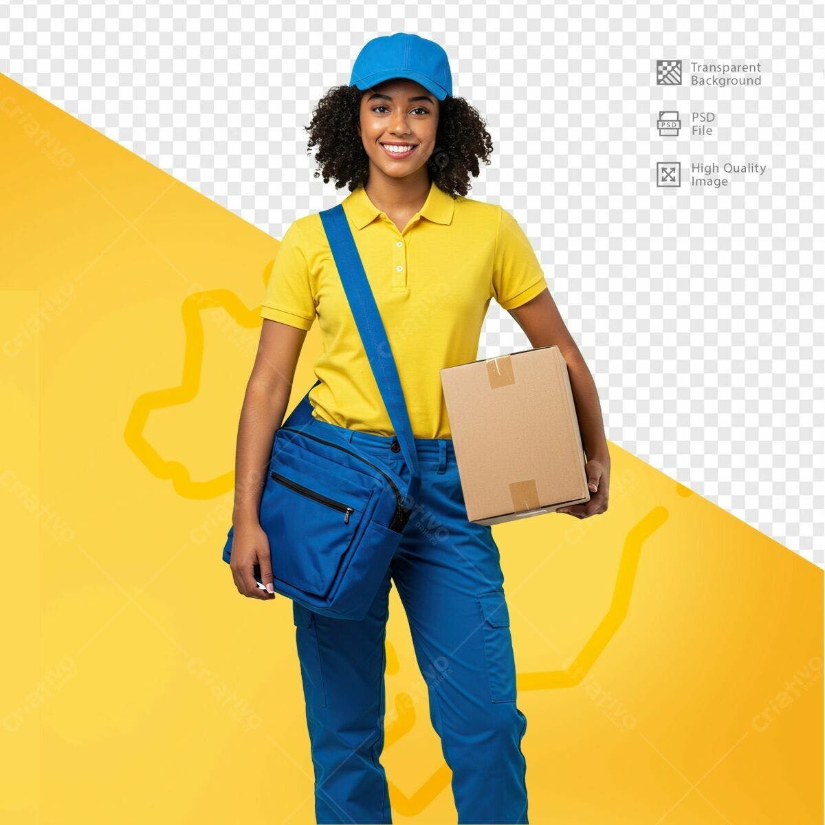 Mockup Entregador com Caixa PSD Editável