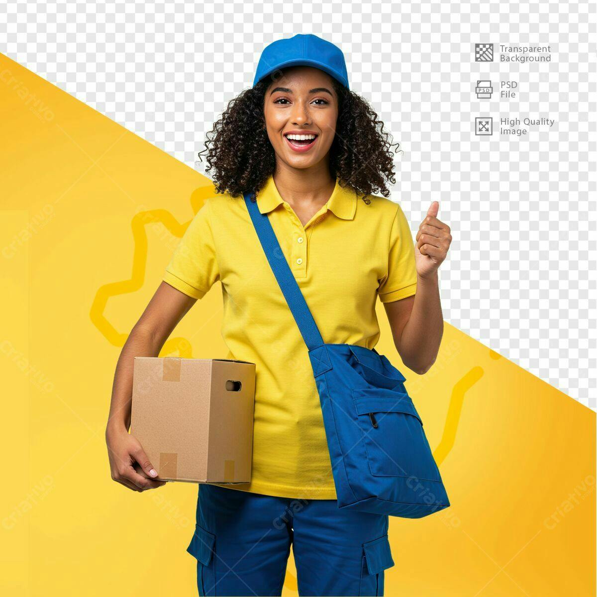 Mockup Entregador com Caixa PSD Editável