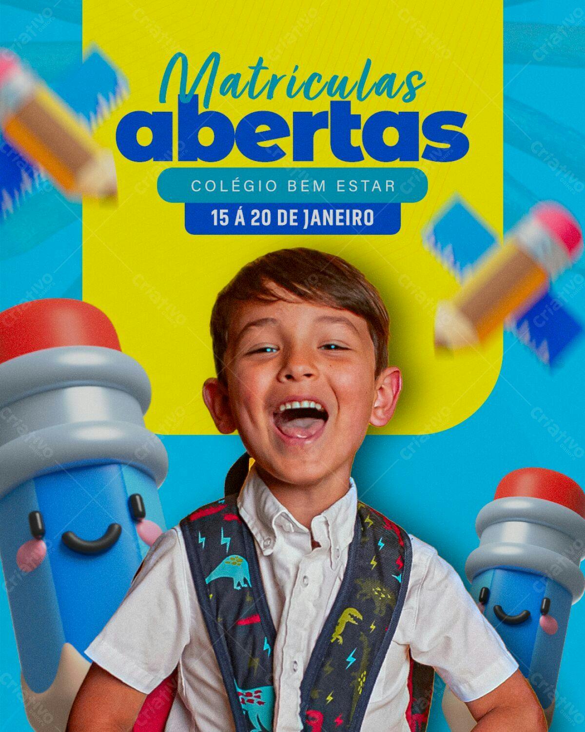 Flyer Matrículas Abertas Colégio PSD Editável