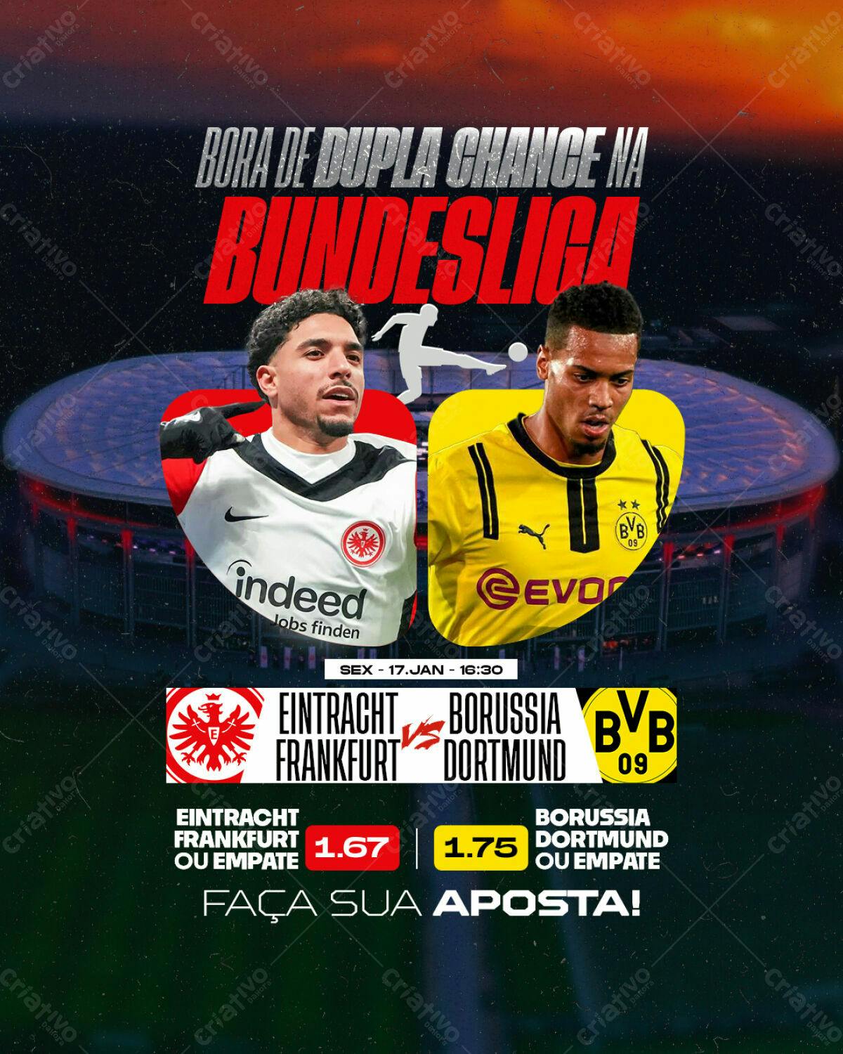 Flyer Bundesliga Eintracht x Borussia PSD Editável
