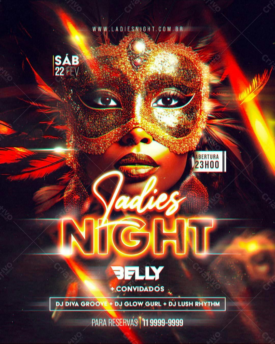 Flyer Festa Ladies Night PSD Editável