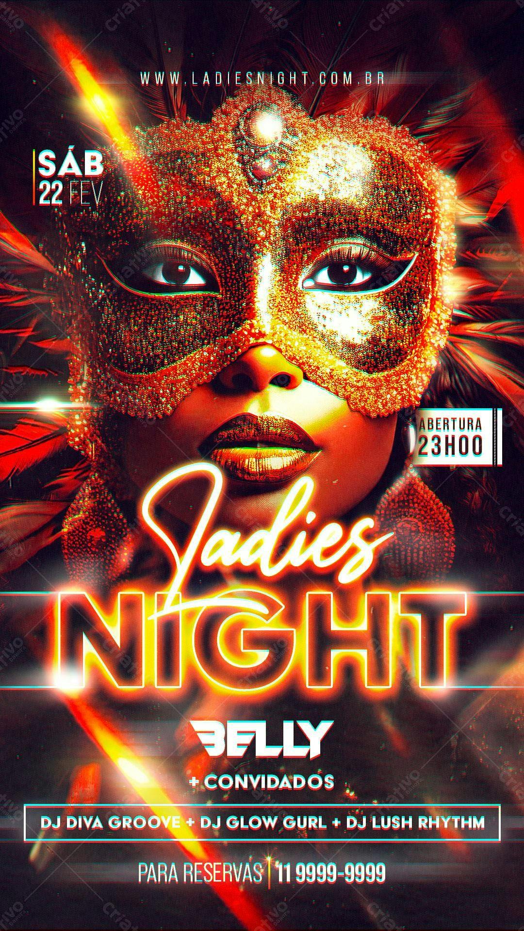 Flyer Festa Ladies Night PSD Editável
