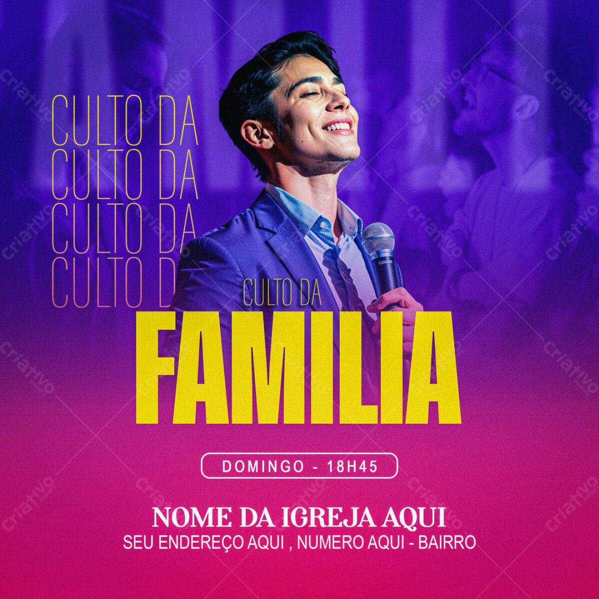 Flyer para Culto da Família PSD Editável