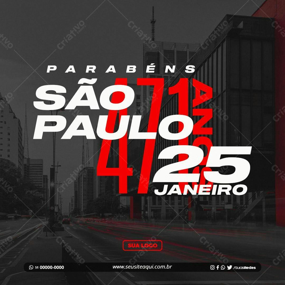 Flyer Aniversário São Paulo 471 anos PSD Editável