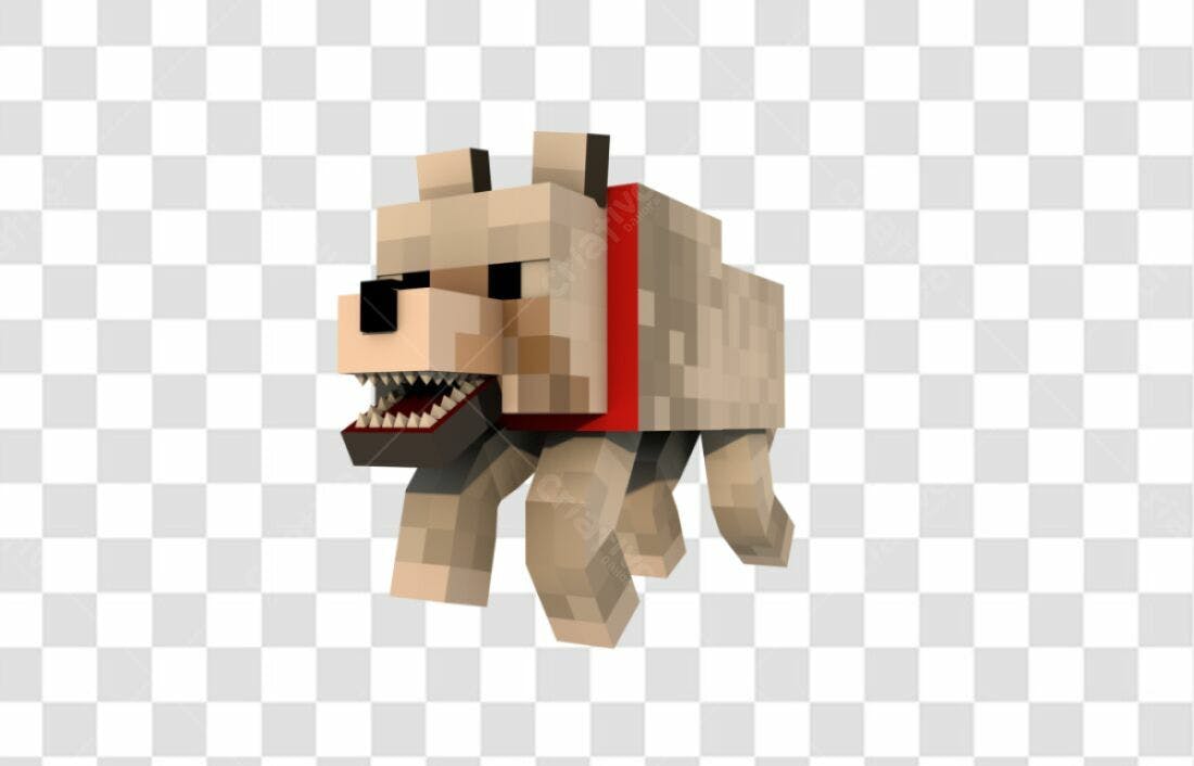 Icone de Lobo Pixel Art PNG com fundo transparente