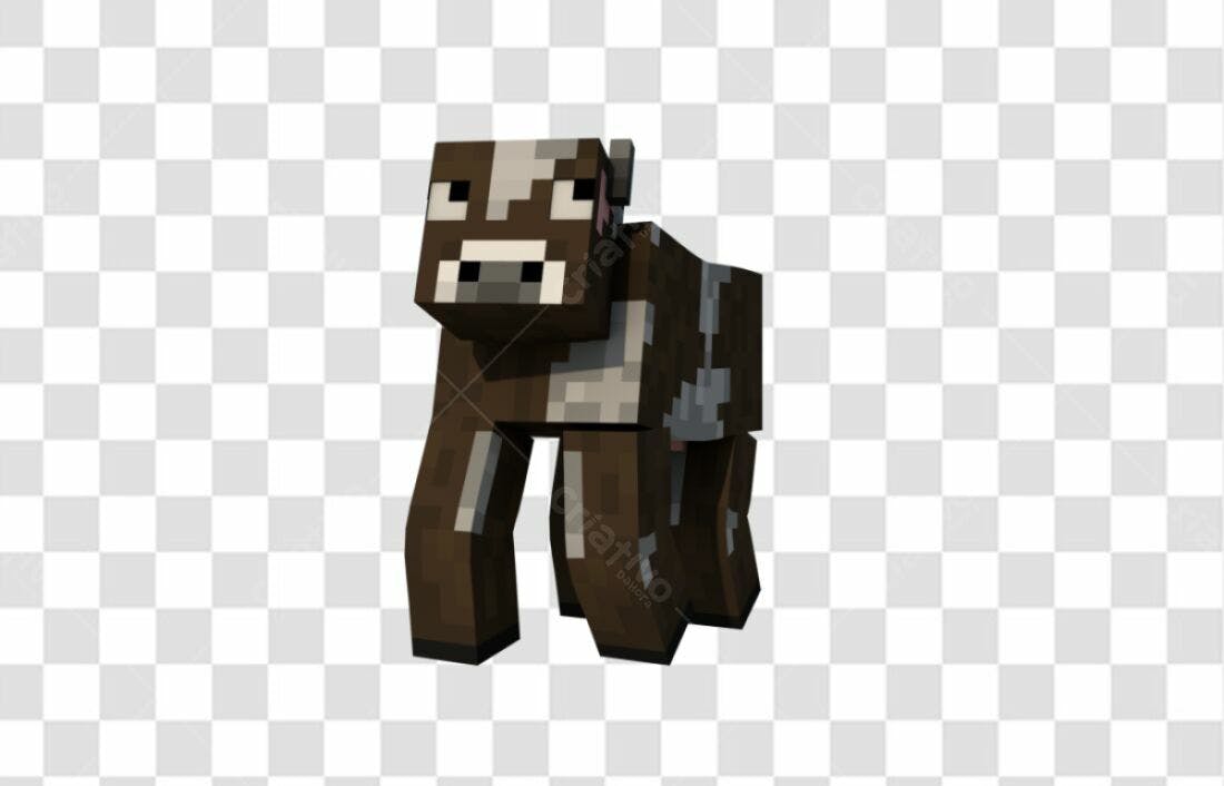 Icone vaca estilo Minecraft PNG com fundo transparente